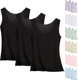 3 Pack Tank Top for Women 2025 Sleeveless U Neck Summer Causal Loose Fit Tops Basic Flowy Comfy Long Shirts Blouse
