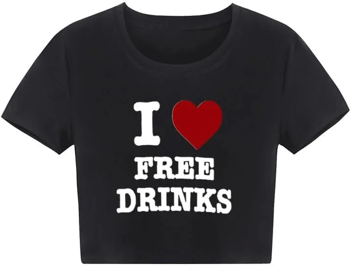 Baby Tees for Women Y2K Baby Tees E-Girls Cute Graphic Print Crop Tops Slim Fit T Shirts Retro Vintage Aesthetic
