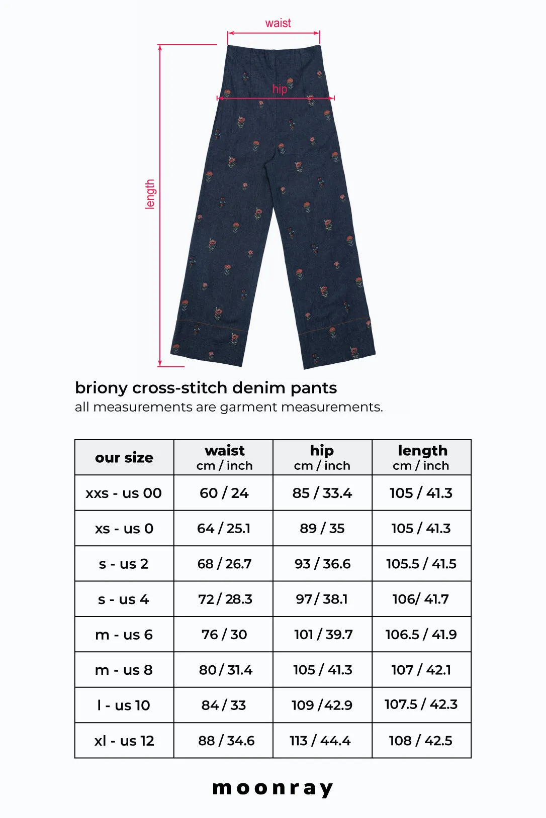 Briony cross-stitch denim pants