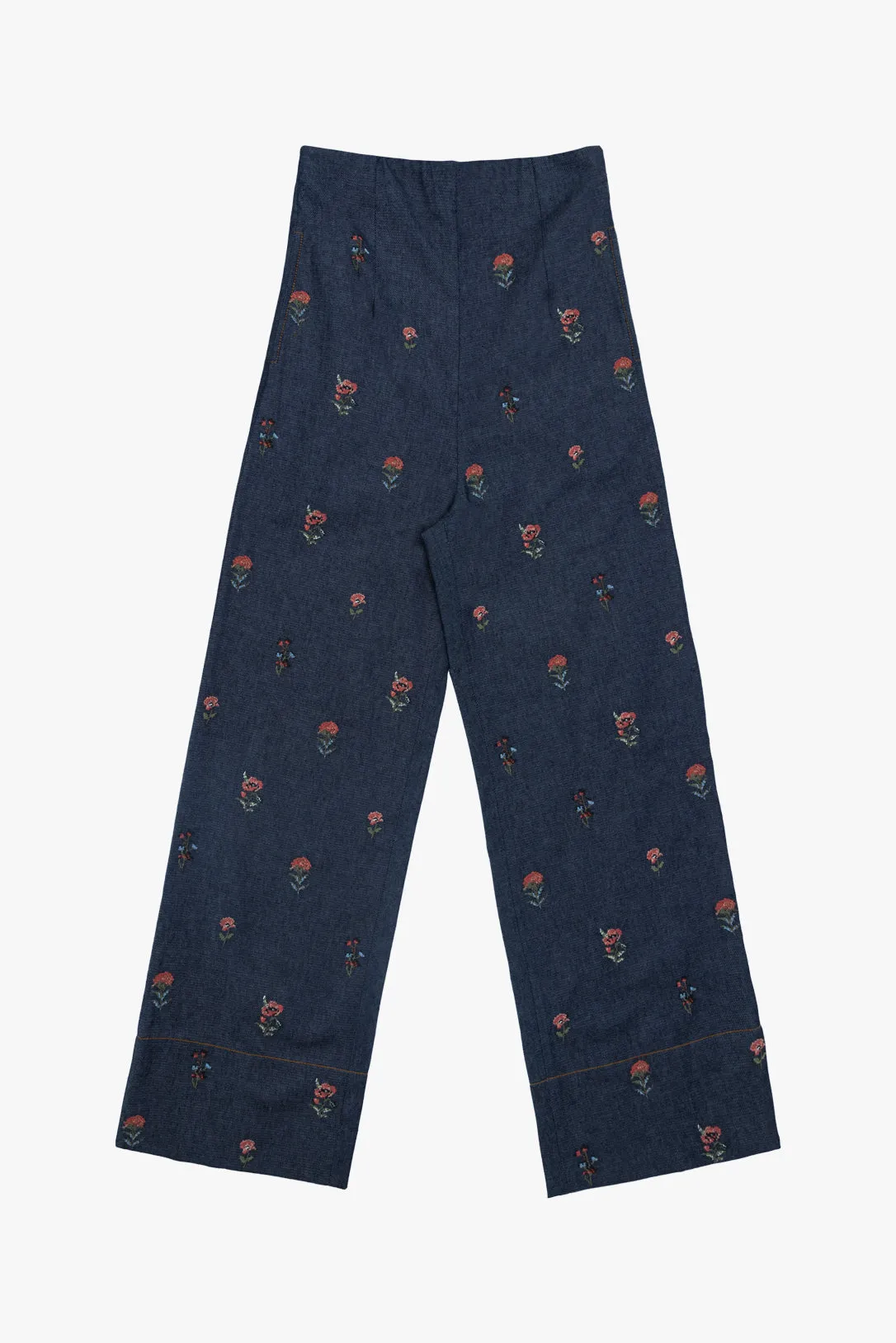 Briony cross-stitch denim pants