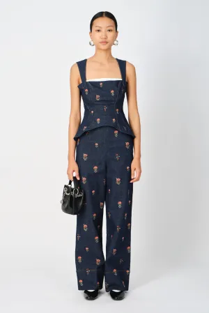 Briony cross-stitch denim pants