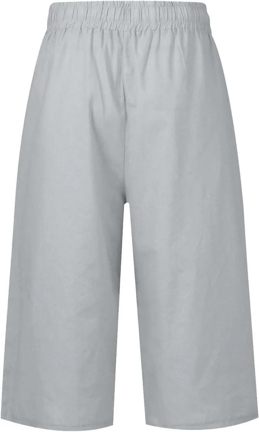 Capri Pants for Women Drawstring High Waisted Hiking Outdoor Camping Pants Active Joggers Sweatpants with Pockets