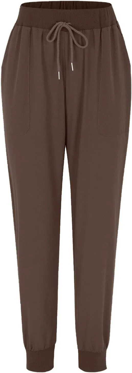 Ceboyel Women Summer Linen Pants Drawstring Beach Pants Lightweight High Waist Baggy Trouser Boho Ladies Clothes with Pockets