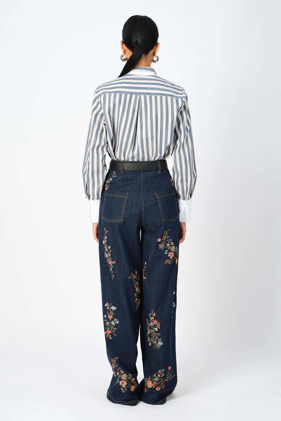 Cerrado cross-stitch denim pants