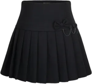 chouyatou Women's A-Line Plaid Wool Blend Pleated Skirt Side Zipper