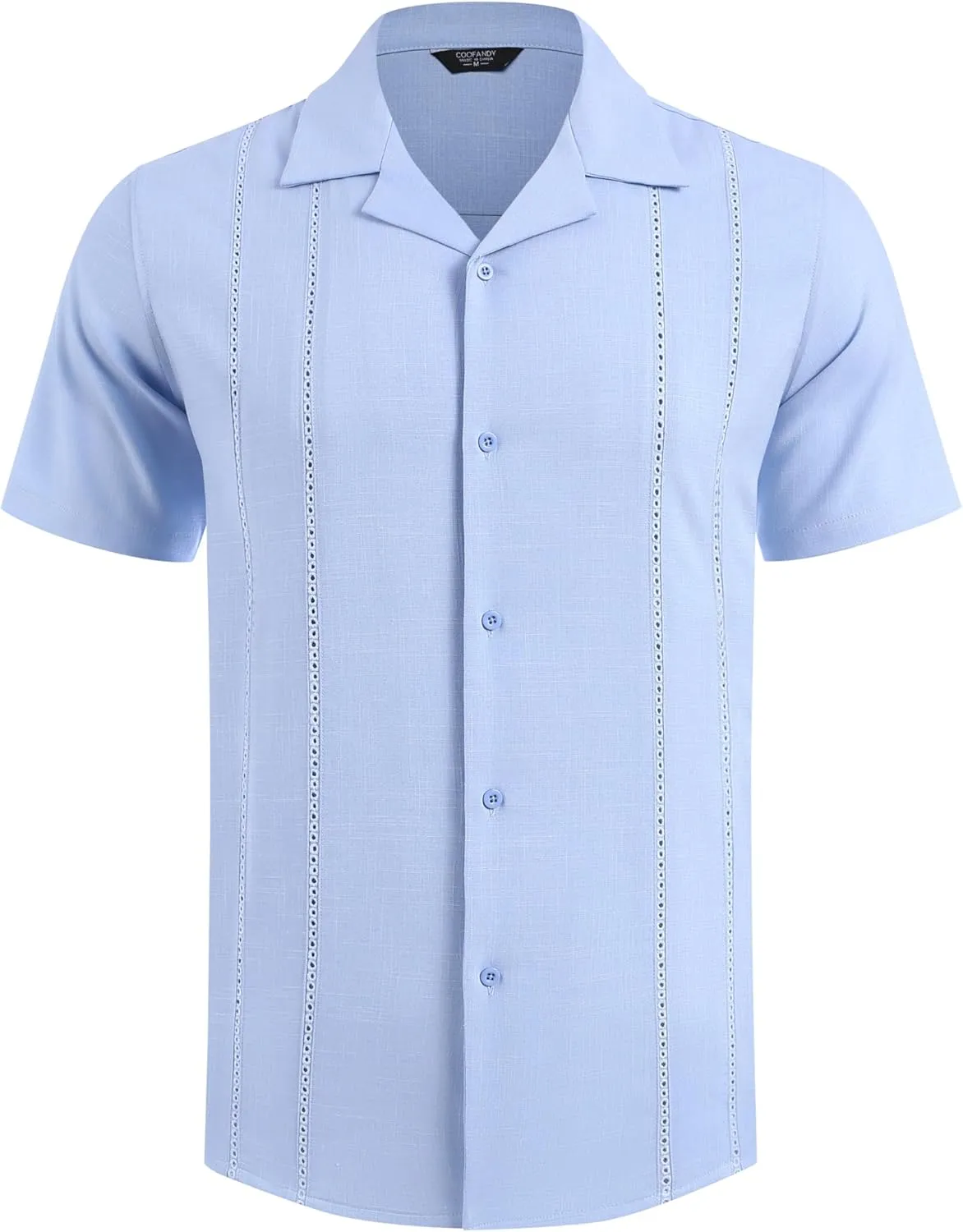 COOFANDY Guayabera Shirts for Men Cuban Short Sleeve Button Down Summer Shirts Linen Shirts