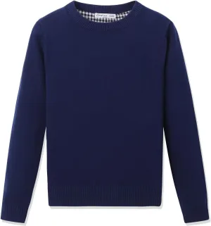 CUNYI Boys' Long Sleeve Crew Neck Cotton Pullover Knit Sweater