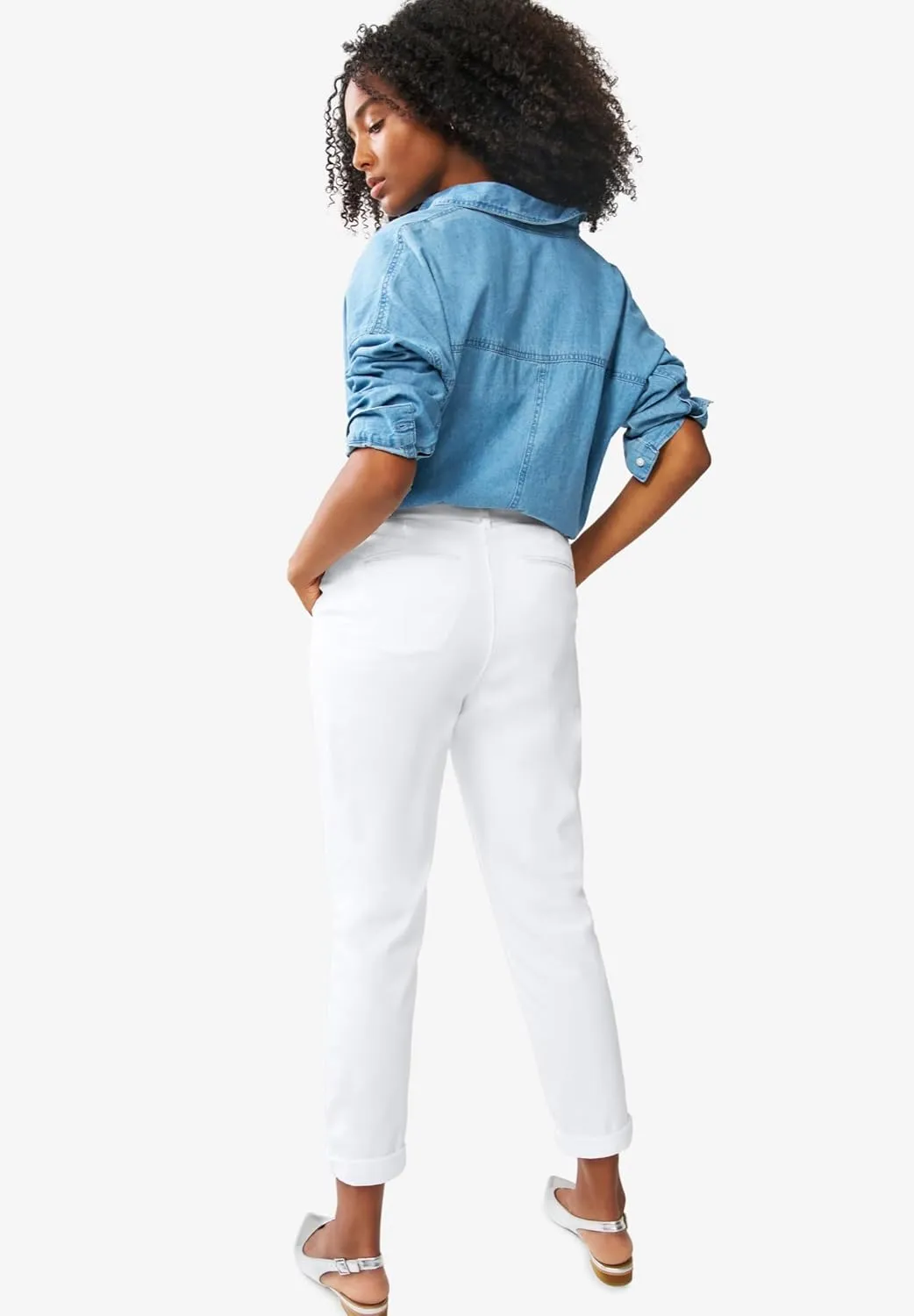 ellos Comfortable Women's Plus Size Modern Stretch Chino Pants Slim Fit Work & Casual