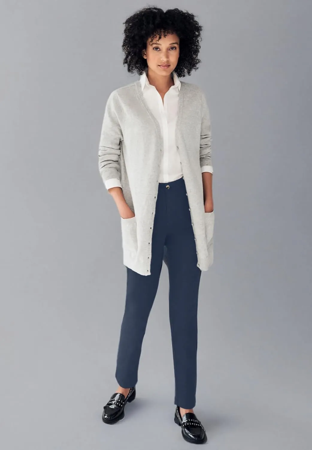 ellos Comfortable Women's Plus Size Modern Stretch Chino Pants Slim Fit Work & Casual