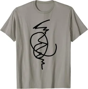 Face Abstract Line Art Drawing Minimalist Modern Grey T-Shirt
