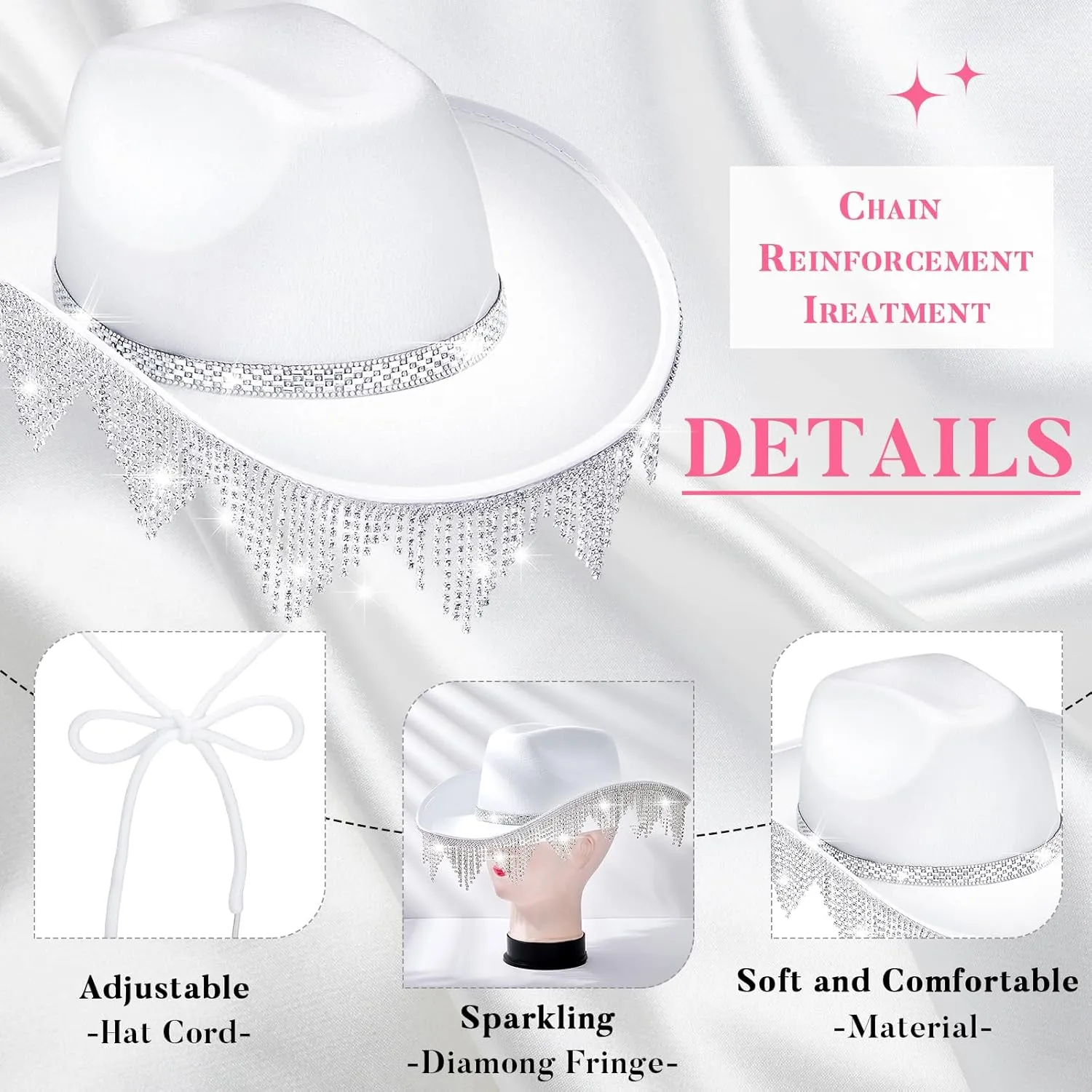 Hercicy Glitter Cowboy Hat for women Rhinestone Sparkly Cowgirl Hat for Concert Birthday Party Renaissance