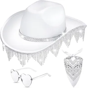 Hercicy Glitter Cowboy Hat for women Rhinestone Sparkly Cowgirl Hat for Concert Birthday Party Renaissance
