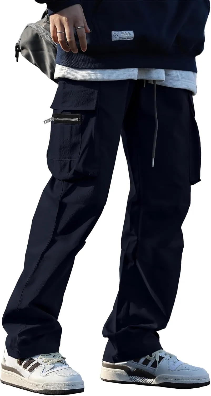 HOTake Cargo Pants for Men Drawstring Elastic Waist Mens Baggy Pants Hiking Joggers Sweatpants