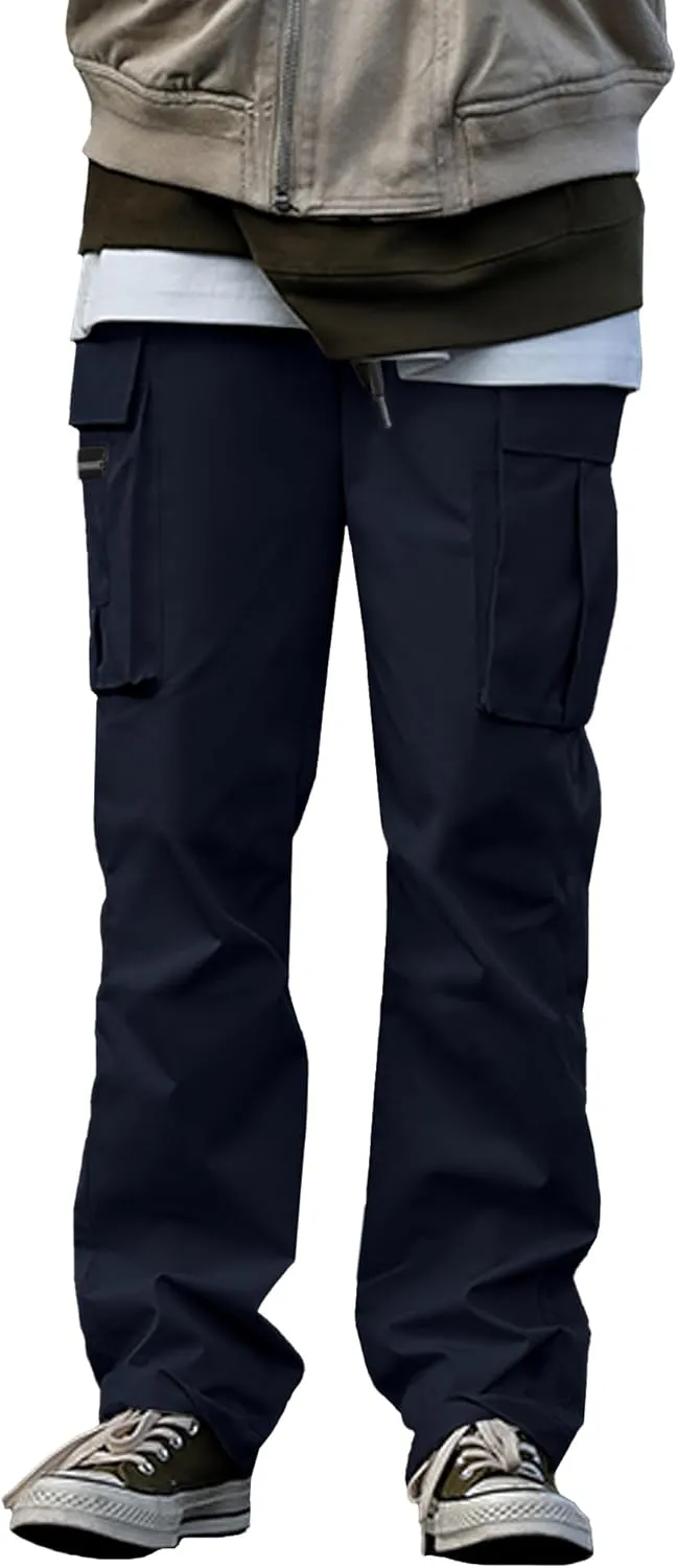 HOTake Cargo Pants for Men Drawstring Elastic Waist Mens Baggy Pants Hiking Joggers Sweatpants
