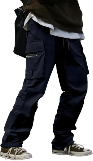 HOTake Cargo Pants for Men Drawstring Elastic Waist Mens Baggy Pants Hiking Joggers Sweatpants