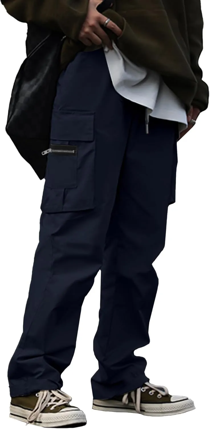 HOTake Cargo Pants for Men Drawstring Elastic Waist Mens Baggy Pants Hiking Joggers Sweatpants