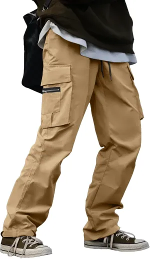 HOTake Cargo Pants for Men Drawstring Elastic Waist Mens Baggy Pants Hiking Joggers Sweatpants