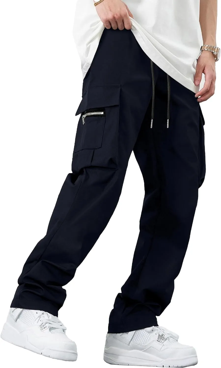 HOTake Cargo Pants for Men Drawstring Elastic Waist Mens Baggy Pants Hiking Joggers Sweatpants
