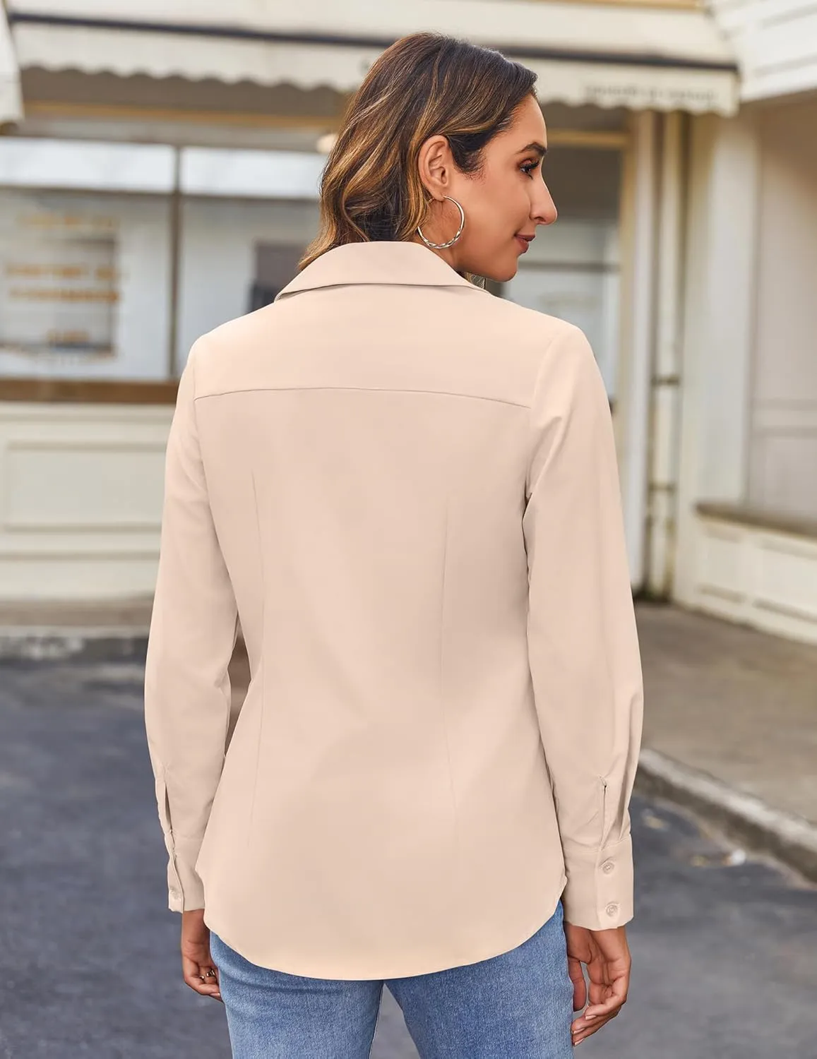 HOTOUCH Women's Button Down Shirts Long Sleeve Button-up Dress Shirt Fitted Business Collared Work Office Suit Blouses