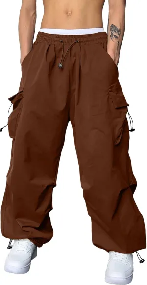 Mens Baggy Cargo Pants Casual Parachute Pants Drawstring Workout Athletic Sweatpants Plus Size Loose Harem Joggers