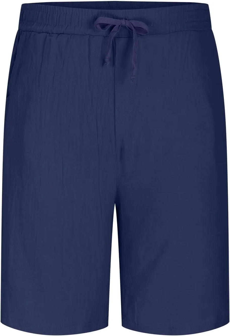 Mens Cotton Linen Shorts Elastic Waist Drawstring Casual Summer Classic Solid Beach Gym Yoga Sports Short Pants