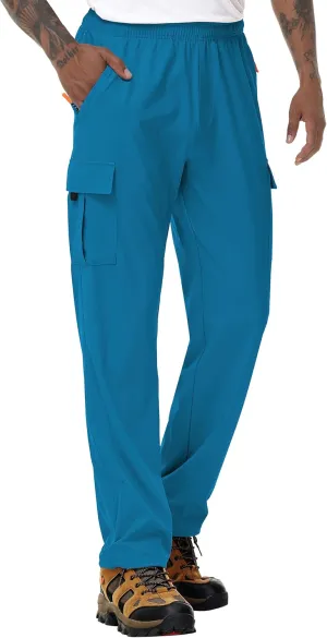 Mens Hiking Cargo Pants Lightweight Quick Dry Athletic Zipper Pockets Outdoor Pants