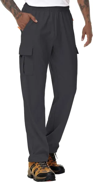 Mens Hiking Cargo Pants Lightweight Quick Dry Athletic Zipper Pockets Outdoor Pants