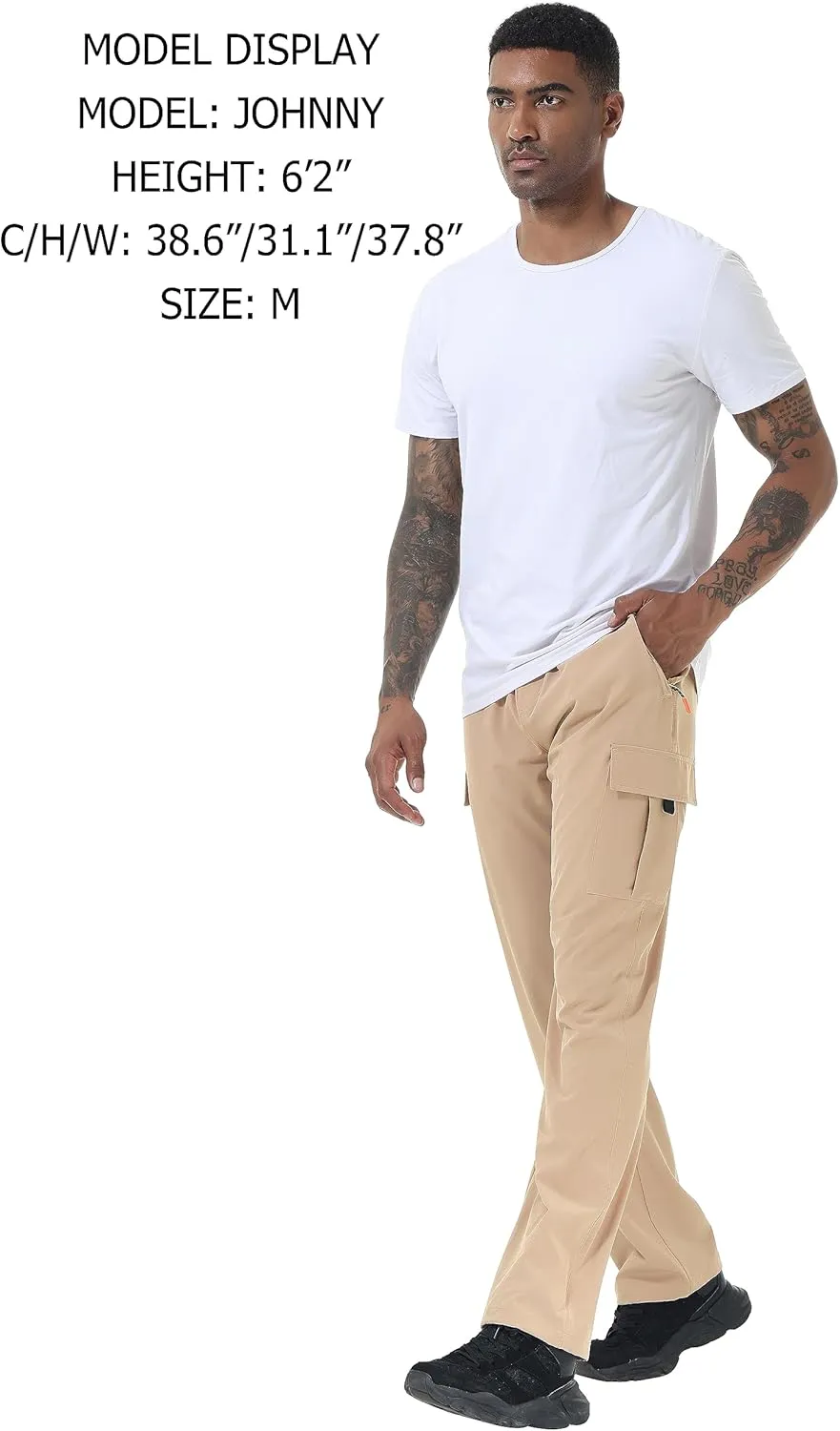 Mens Hiking Cargo Pants Lightweight Quick Dry Athletic Zipper Pockets Outdoor Pants