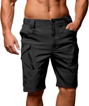 Mens Hiking Cargo Shorts Tactical Quick Dry Classic Shorts Elastic Waist Stretch Breathable Pant with Multi Pocket