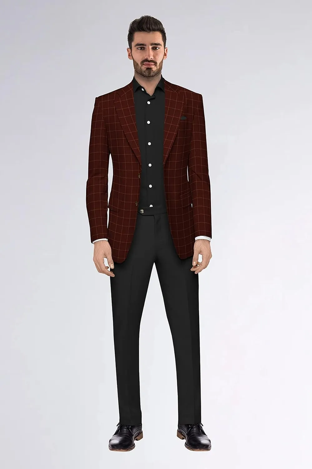 Men's Plaid Checked Blazer 2 Button Jacket Regular Long Sleeve Daily Fit Suit Business Lightweight Casual Sport Coat