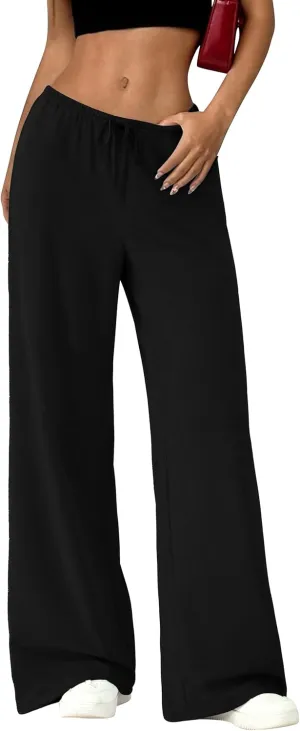 Okiwam Women's Wide Leg Sweatpants 2025 Summer High Waisted Casual Lounge Pants Y2K Baggy Joggers with Pockets