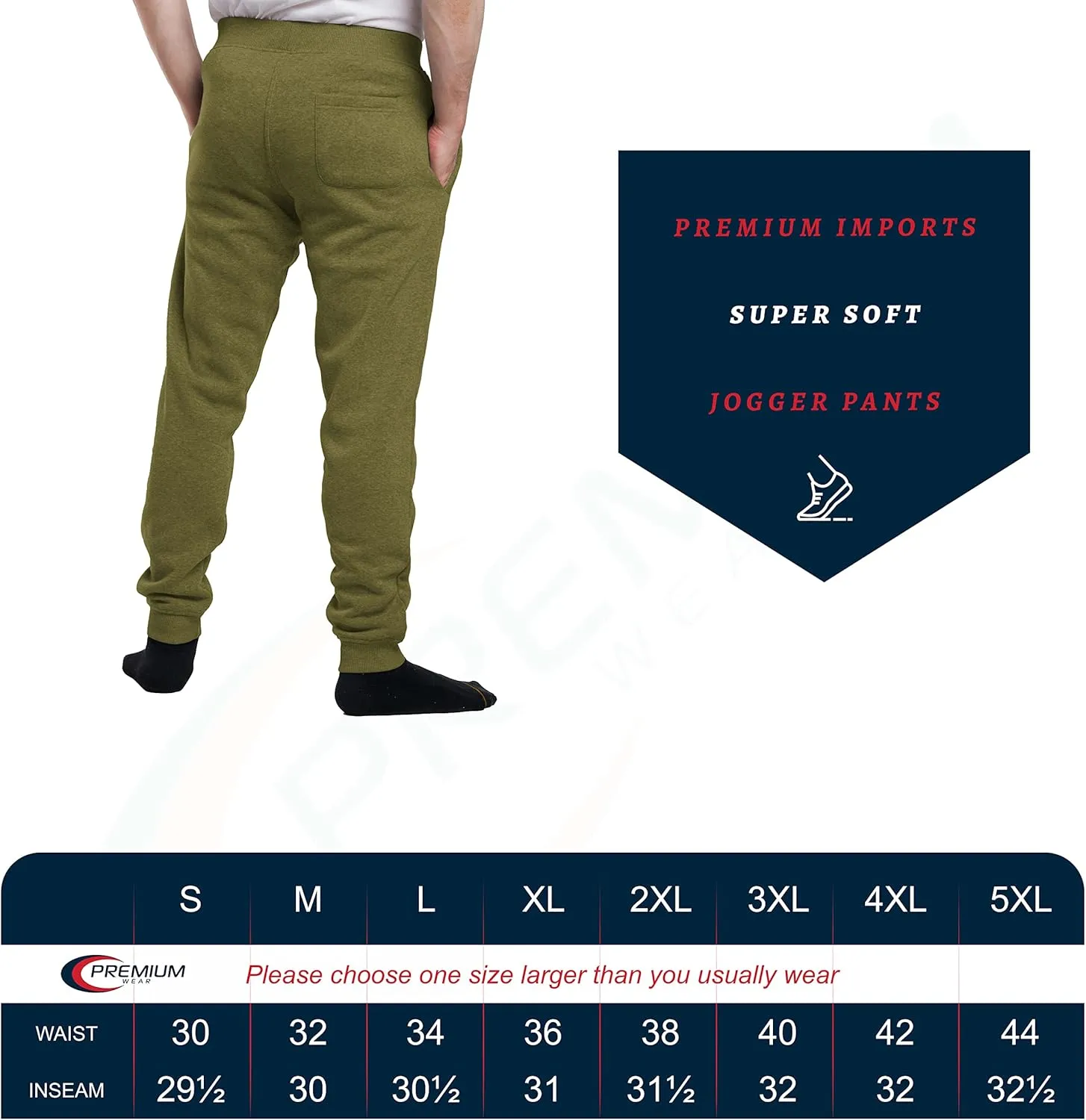Premium Wear Mens Jogger Sweatpants - Lightweight, Super Soft, 100% Polyester | Elastic Drawstring, Deep Pockets, Tag-Free