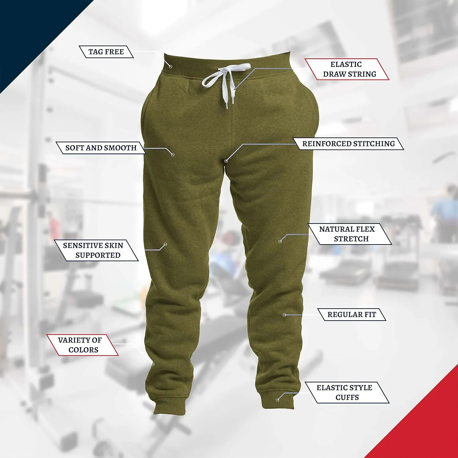 Premium Wear Mens Jogger Sweatpants - Lightweight, Super Soft, 100% Polyester | Elastic Drawstring, Deep Pockets, Tag-Free