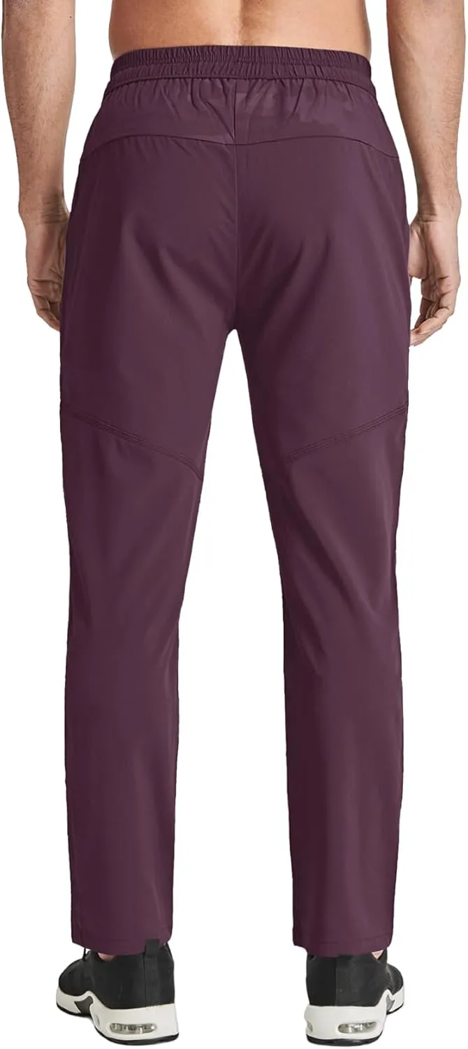 TACVASEN Men's Lightweight Hiking Pants Quick Dry Running Jogger Drawstring Sweatpants Zipper Pockets