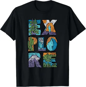 Unisex-Adults,Unisex-Kids Modern Letter Print T-Shirt Black Small Crew Neck Short Sleeve