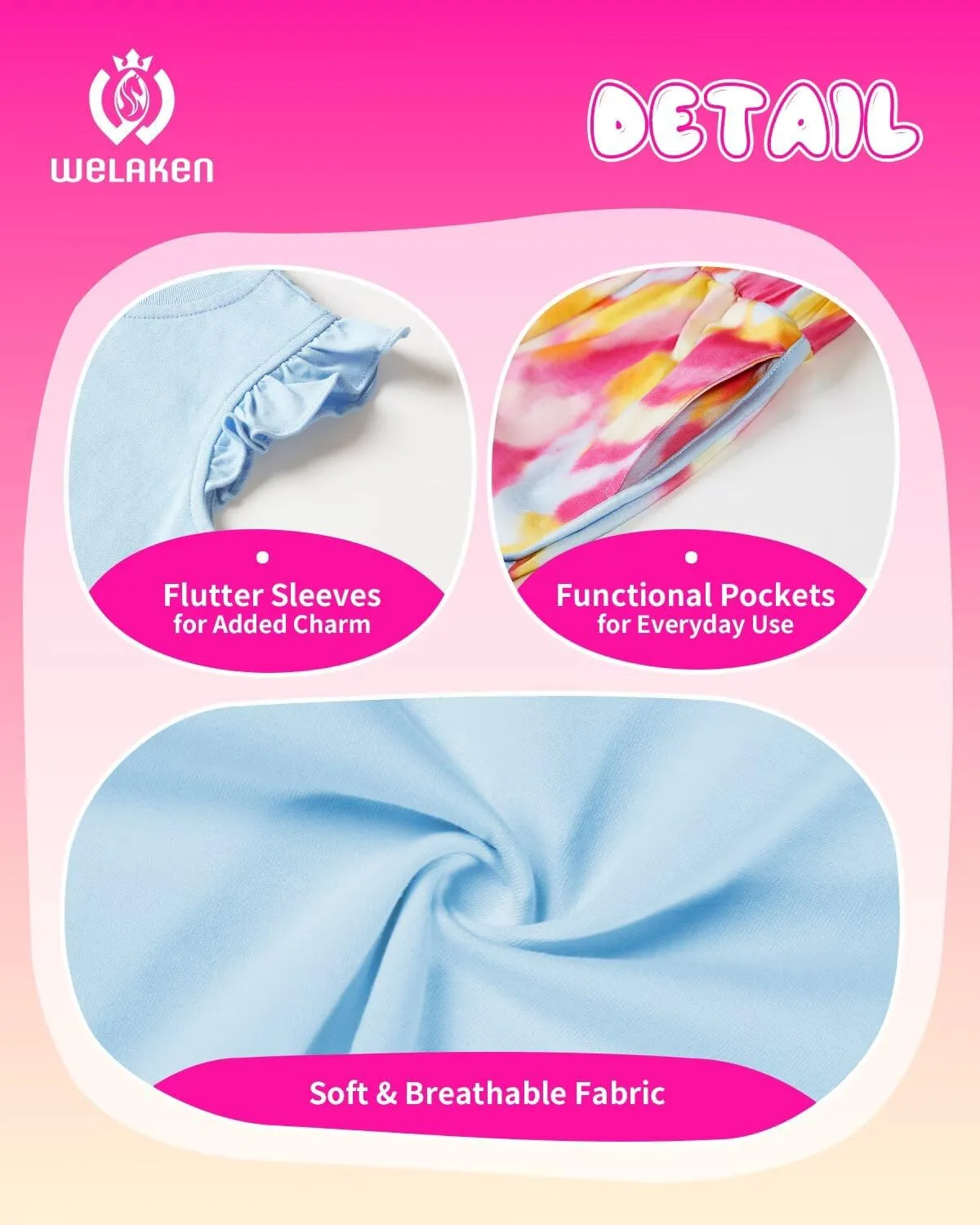 WELAKEN Girls Summer Outfits Cotton Ruffle Top and Shorts Set