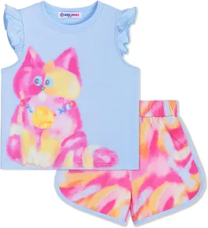 WELAKEN Girls Summer Outfits Cotton Ruffle Top and Shorts Set