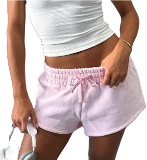 Women Low Rise Sweat Shorts Casual Y2k Drawstring Low Waisted Athletic Shorts Summer Cute Lounge Running Shorts