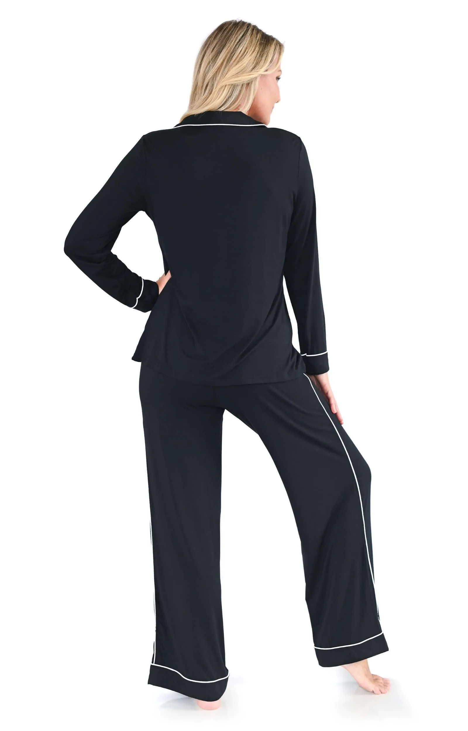 Women's Bamboo Pajamas Set - Long Sleeve Top and Pants