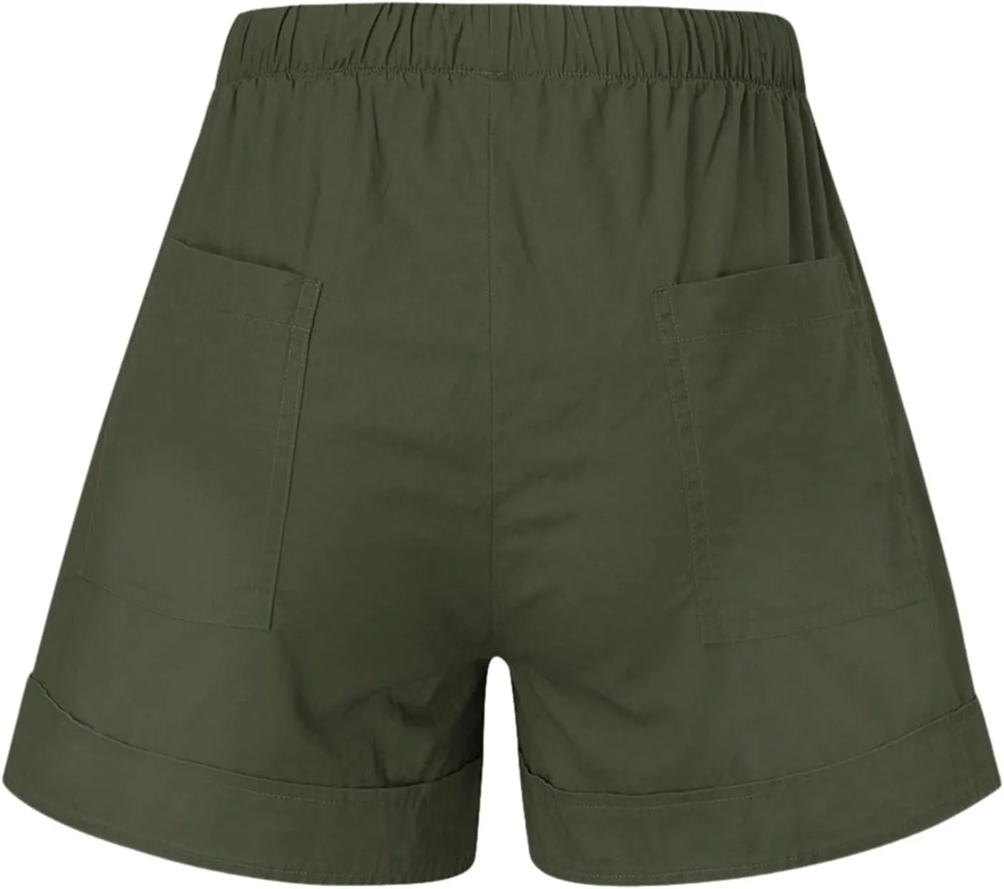Women's Casual Elastic Waist Shorts Summer Comfy Drawstring Short Pants Lightweight Solid Color Shorts with Pockets
